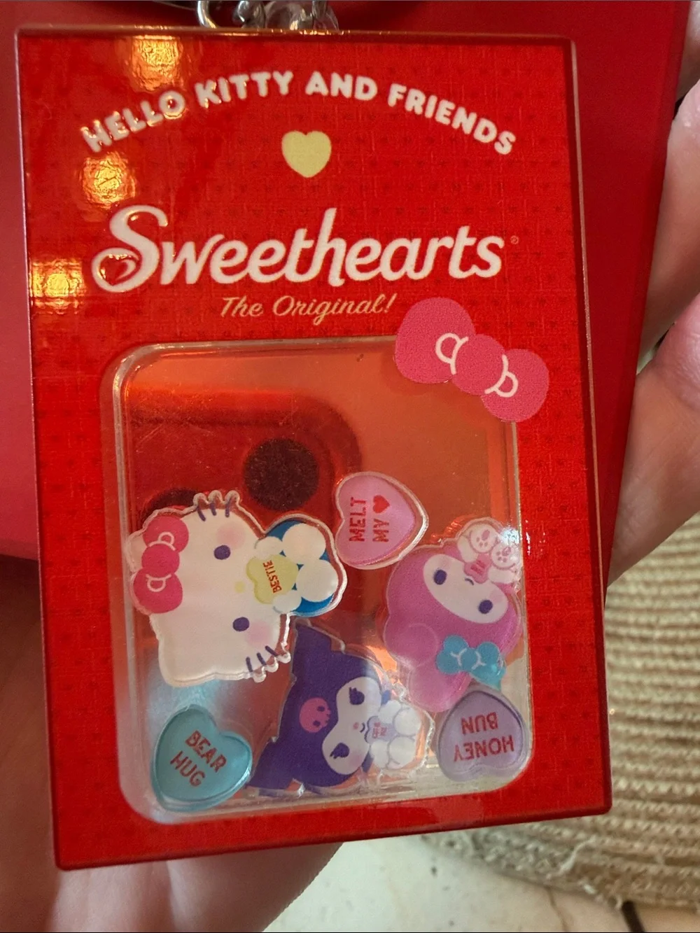 Hello Kitty x Sweethearts Red Box Candy Keychain w/Moving Sanrio characters